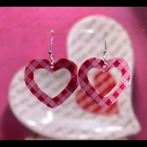 Pink & red valentines heart earrings